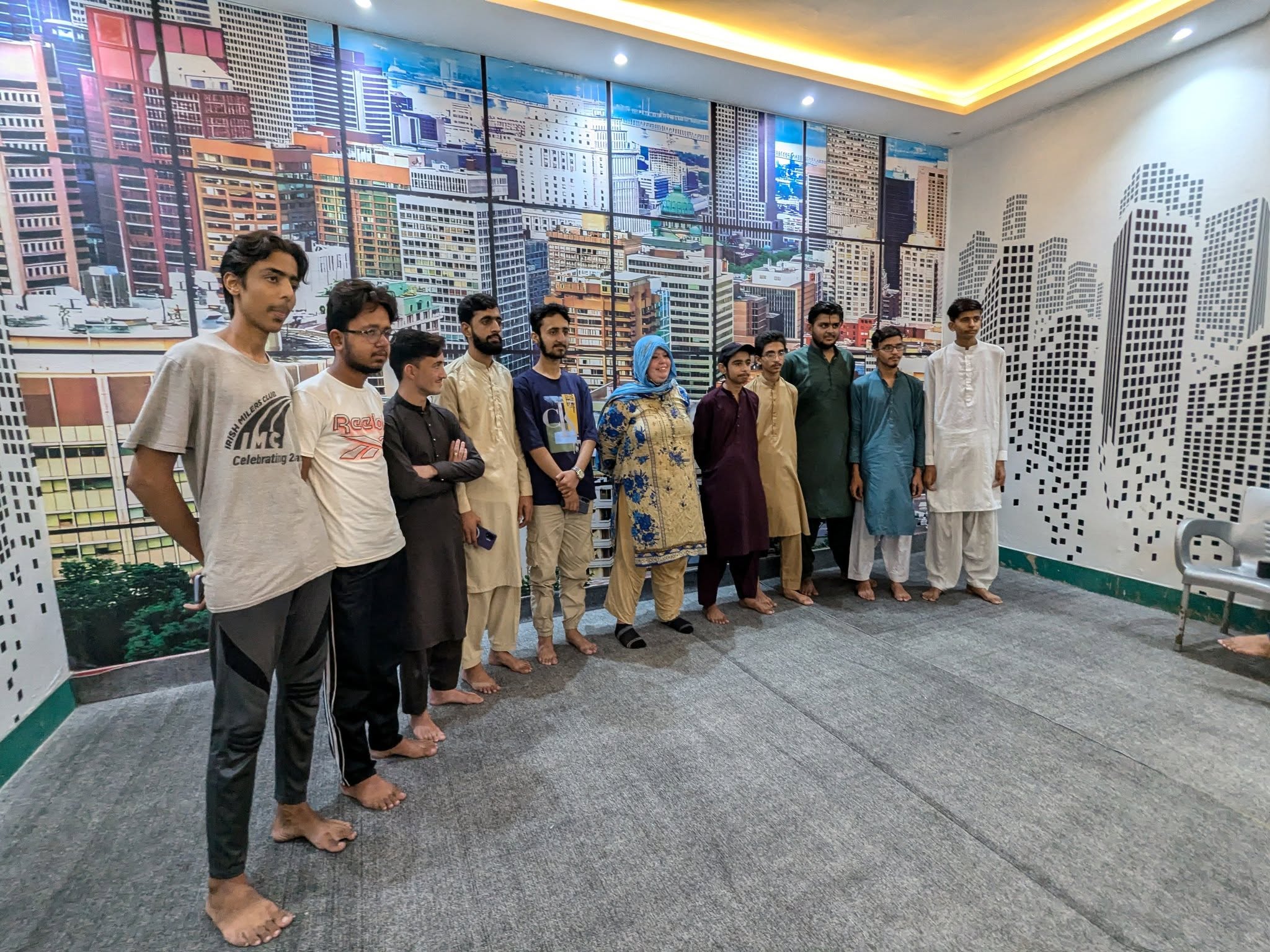 Students standing in classroom